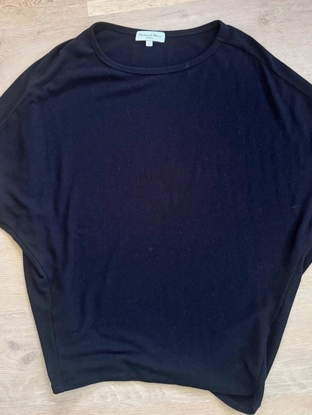 Michael Stars Verna Dolman Sleeve Knit Top Black Large